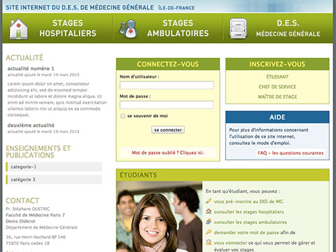 page d'accueil site